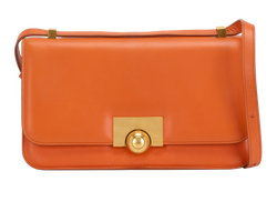 Small Classic Ronde Shoulder Bag, Leather, Orange, 1741J, 2*